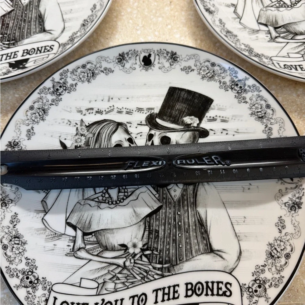 Eaton Fine Dining “Love You to the Bones”Skeleton Halloween Decorative Plates 4